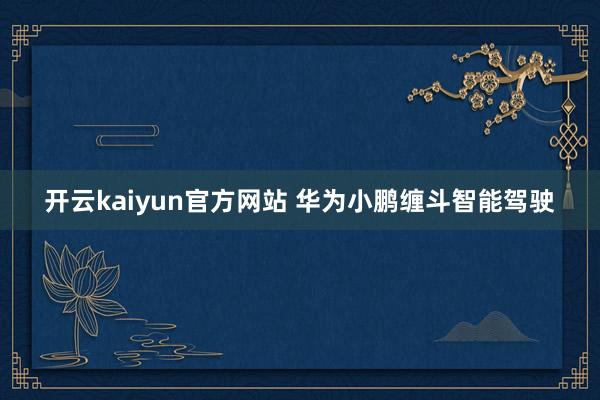 开云kaiyun官方网站 华为小鹏缠斗智能驾驶