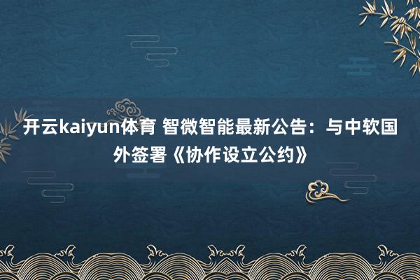 开云kaiyun体育 智微智能最新公告：与中软国外签署《协作设立公约》