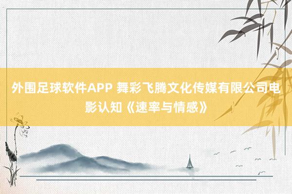 外围足球软件APP 舞彩飞腾文化传媒有限公司电影认知《速率与情感》