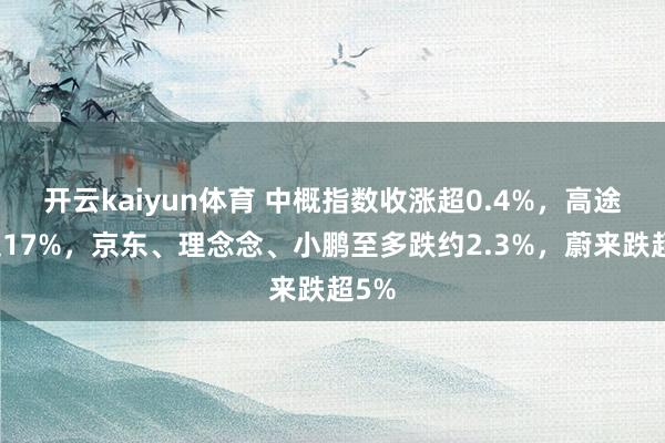 开云kaiyun体育 中概指数收涨超0.4%，高途涨超17%，京东、理念念、小鹏至多跌约2.3%，蔚来跌超5%