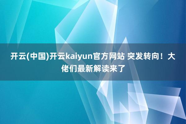 开云(中国)开云kaiyun官方网站 突发转向！大佬们最新解读来了