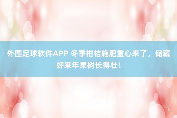 外围足球软件APP 冬季柑桔施肥重心来了，储藏好来年果树长得壮！