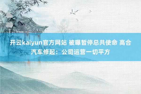 开云kaiyun官方网站 被曝暂停总共使命 高合汽车修起：公司运营一切平方