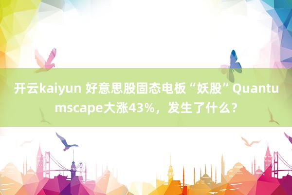 开云kaiyun 好意思股固态电板“妖股”Quantumscape大涨43%，发生了什么？