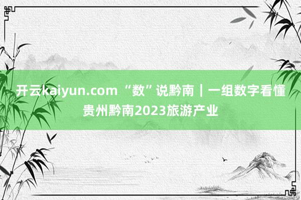 开云kaiyun.com “数”说黔南｜一组数字看懂贵州黔南2023旅游产业