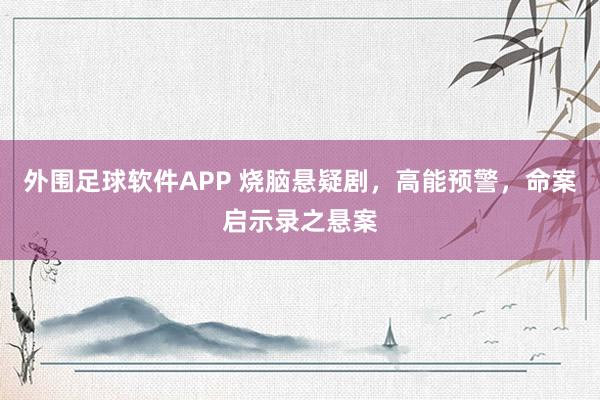 外围足球软件APP 烧脑悬疑剧，高能预警，命案启示录之悬案