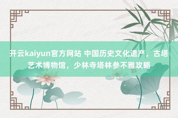 开云kaiyun官方网站 中国历史文化遗产，古塔艺术博物馆，少林寺塔林参不雅攻略