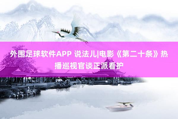 外围足球软件APP 说法儿|电影《第二十条》热播巡视官谈正派看护