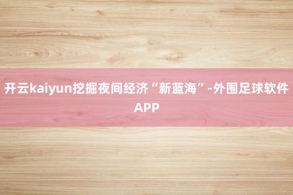 开云kaiyun挖掘夜间经济“新蓝海”-外围足球软件APP