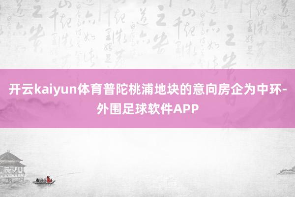 开云kaiyun体育普陀桃浦地块的意向房企为中环-外围足球软件APP