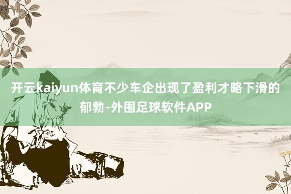 开云kaiyun体育不少车企出现了盈利才略下滑的郁勃-外围足球软件APP