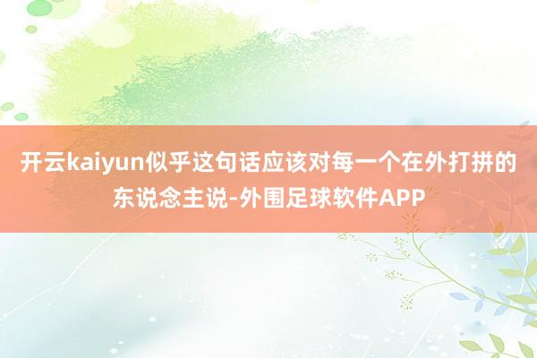 开云kaiyun似乎这句话应该对每一个在外打拼的东说念主说-外围足球软件APP