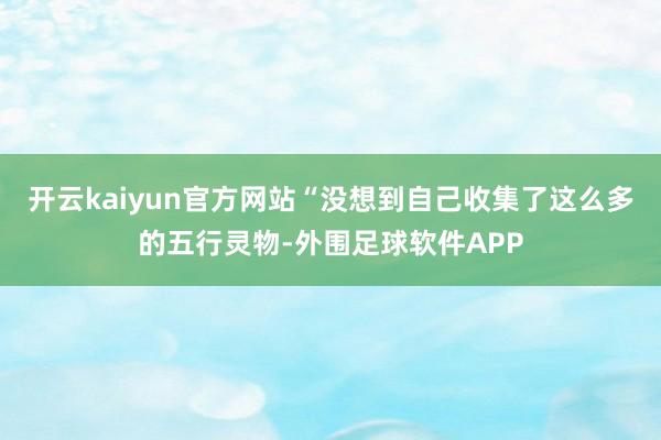 开云kaiyun官方网站“没想到自己收集了这么多的五行灵物-外围足球软件APP