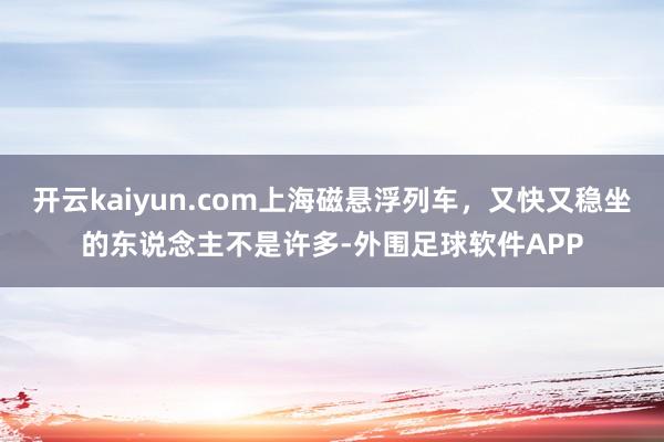 开云kaiyun.com上海磁悬浮列车，又快又稳坐的东说念主不是许多-外围足球软件APP