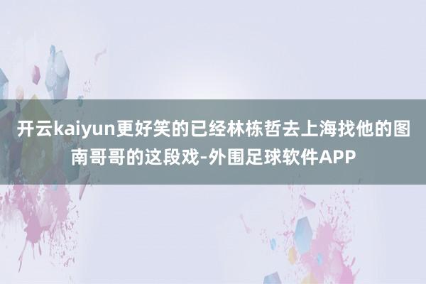 开云kaiyun更好笑的已经林栋哲去上海找他的图南哥哥的这段戏-外围足球软件APP