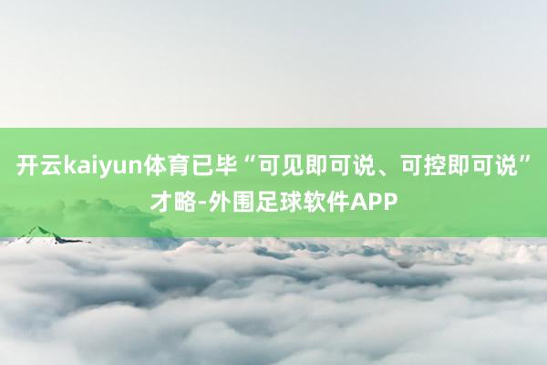 开云kaiyun体育已毕“可见即可说、可控即可说”才略-外围足球软件APP