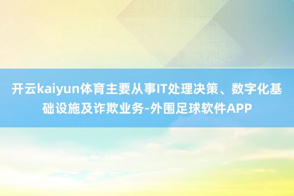 开云kaiyun体育主要从事IT处理决策、数字化基础设施及诈欺业务-外围足球软件APP