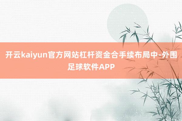 开云kaiyun官方网站杠杆资金合手续布局中-外围足球软件APP