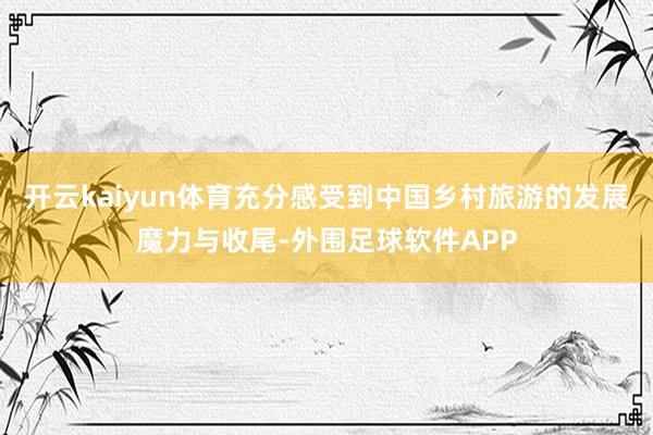 开云kaiyun体育充分感受到中国乡村旅游的发展魔力与收尾-外围足球软件APP