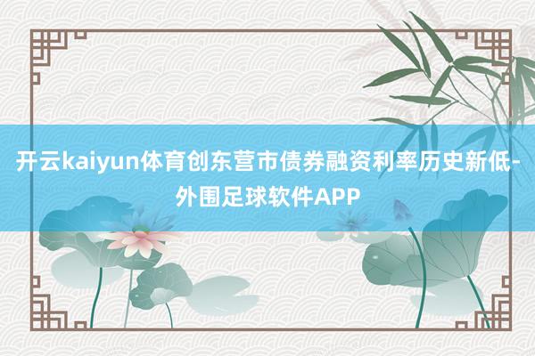 开云kaiyun体育创东营市债券融资利率历史新低-外围足球软件APP