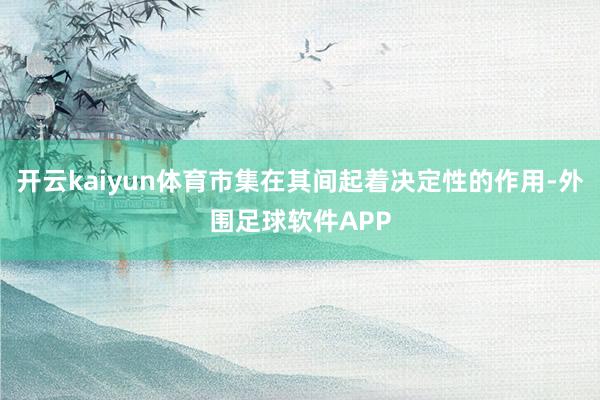 开云kaiyun体育市集在其间起着决定性的作用-外围足球软件APP