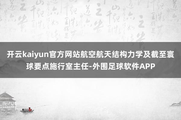 开云kaiyun官方网站航空航天结构力学及截至寰球要点施行室主任-外围足球软件APP