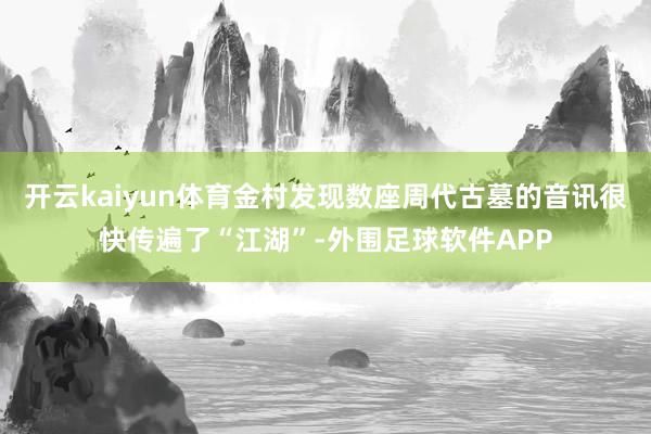 开云kaiyun体育金村发现数座周代古墓的音讯很快传遍了“江湖”-外围足球软件APP