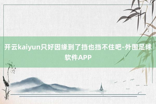 开云kaiyun只好因缘到了挡也挡不住吧-外围足球软件APP